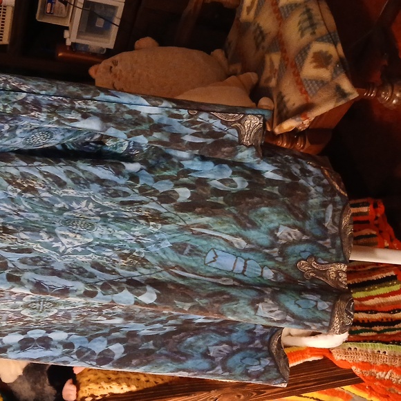 Breckenridge Woman Plus size 2X 3/4 Sleeve Green Boho Print Blouse Top Shirt - Picture 8 of 15